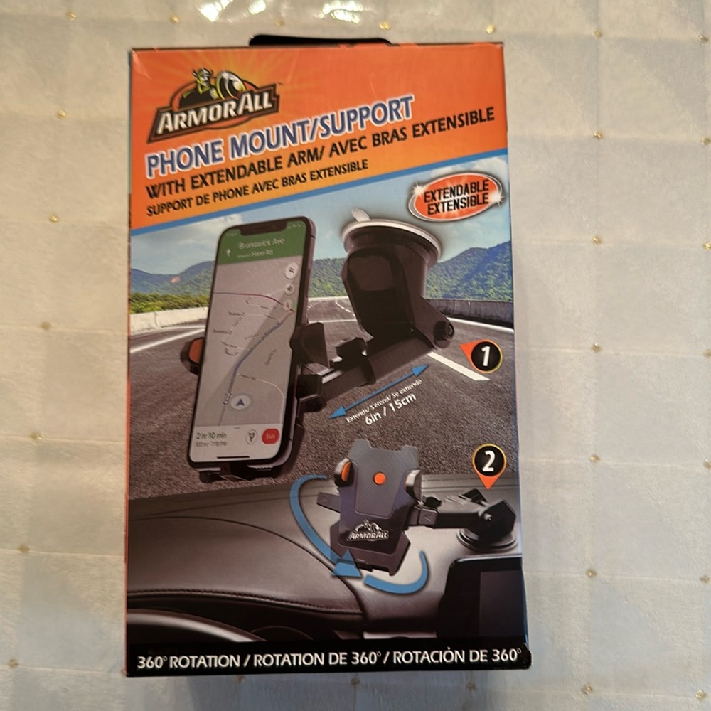 ARMORALL PHONE MOUNT/SUPPORTwith extendable arm extension/360* rotation